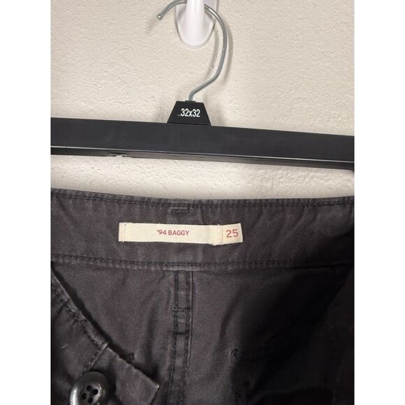 Levi's Womens '94 Baggy Black Cargo Jeans Sz 25 Wide Leg Grunge Skater Retro - Picture 5 of 9